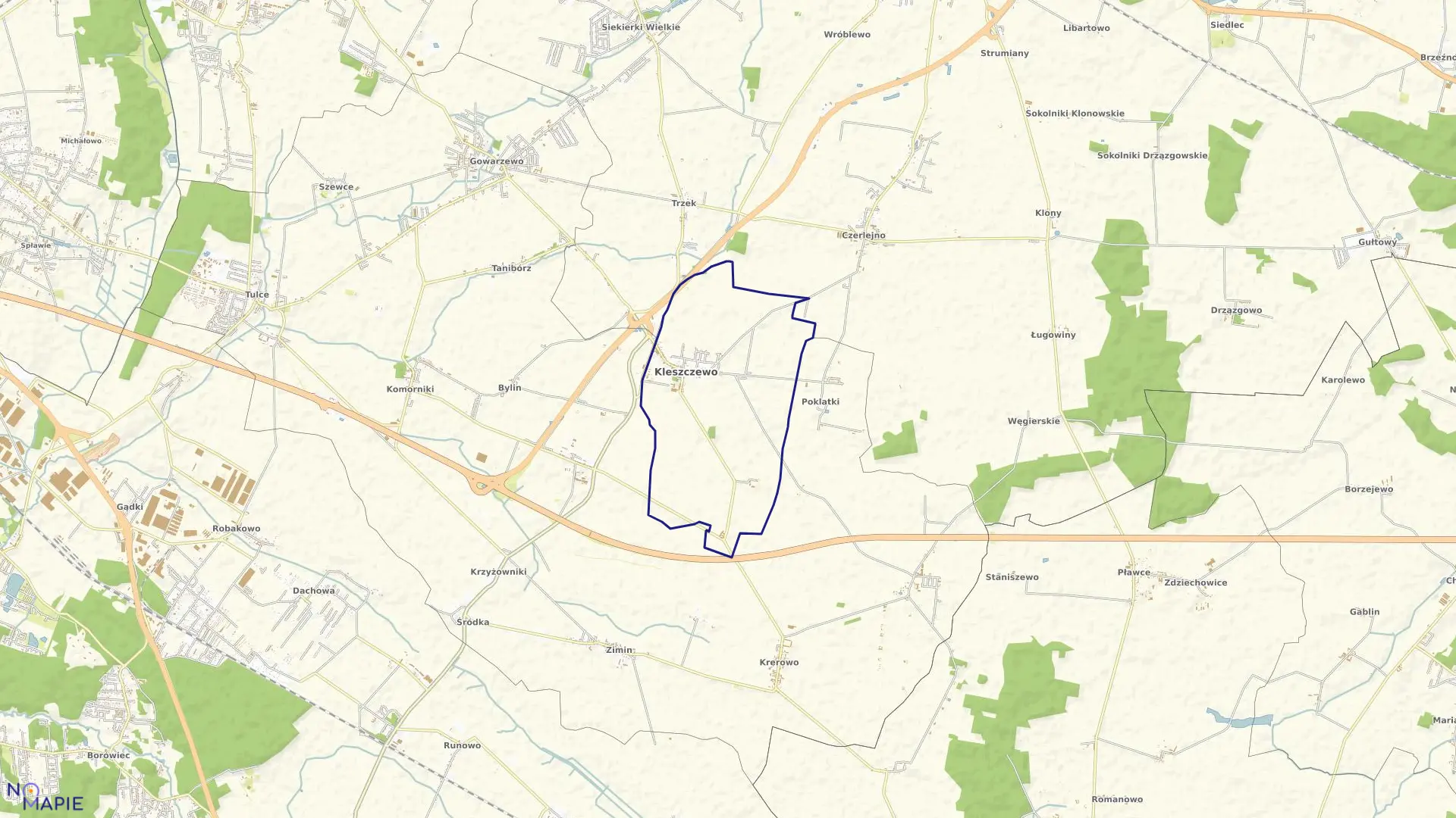 Mapa obrębu KLESZCZEWO w gminie Kleszczewo