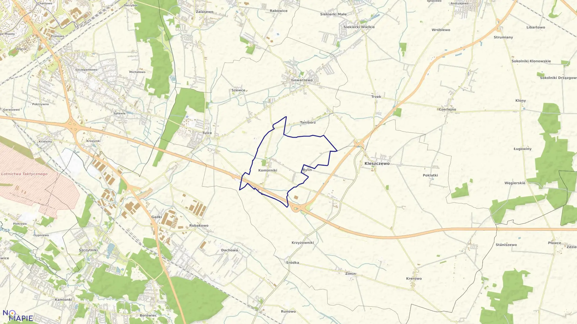 Mapa obrębu KOMORNIKI w gminie Kleszczewo