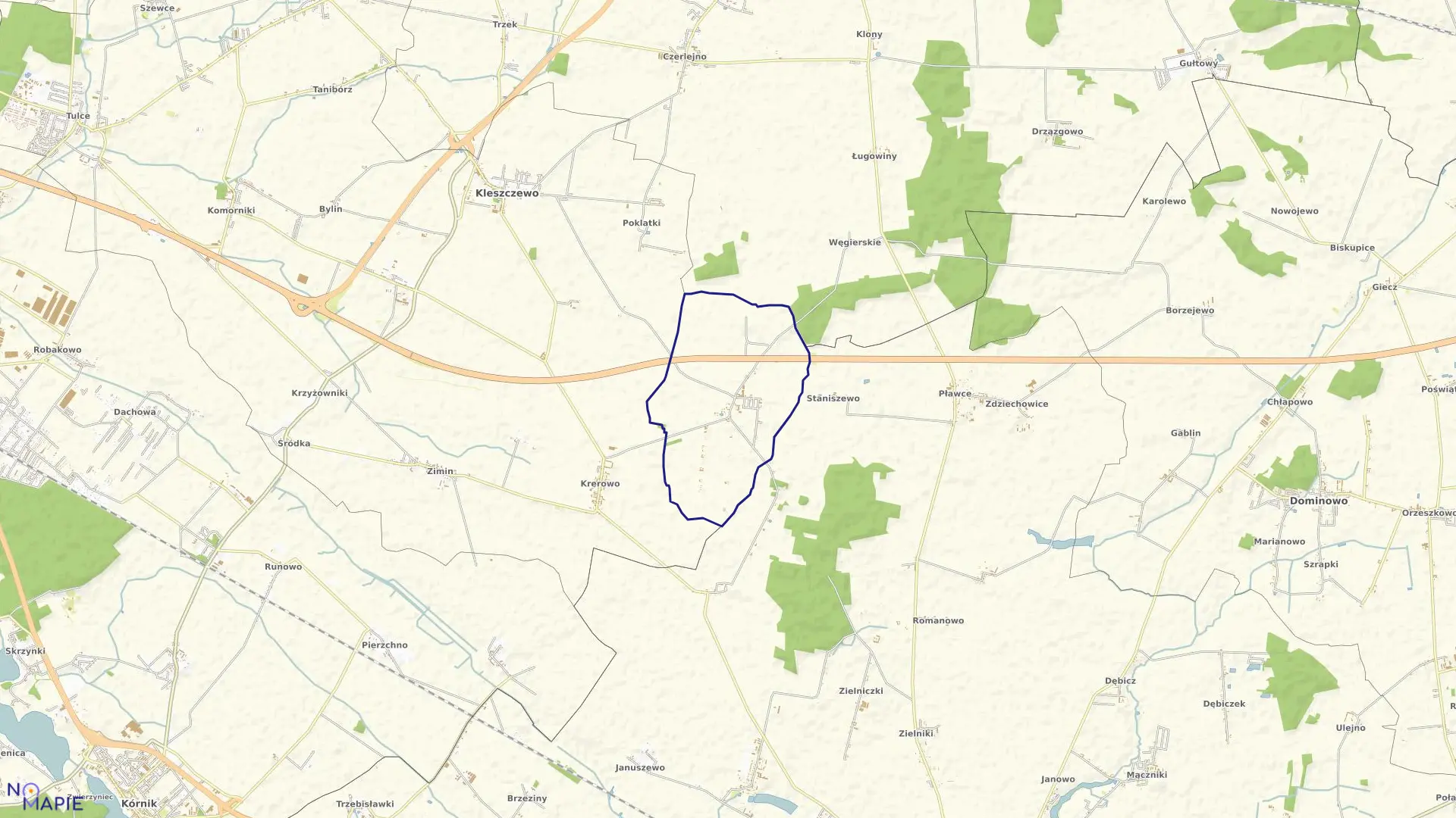 Mapa obrębu MARKOWICE w gminie Kleszczewo