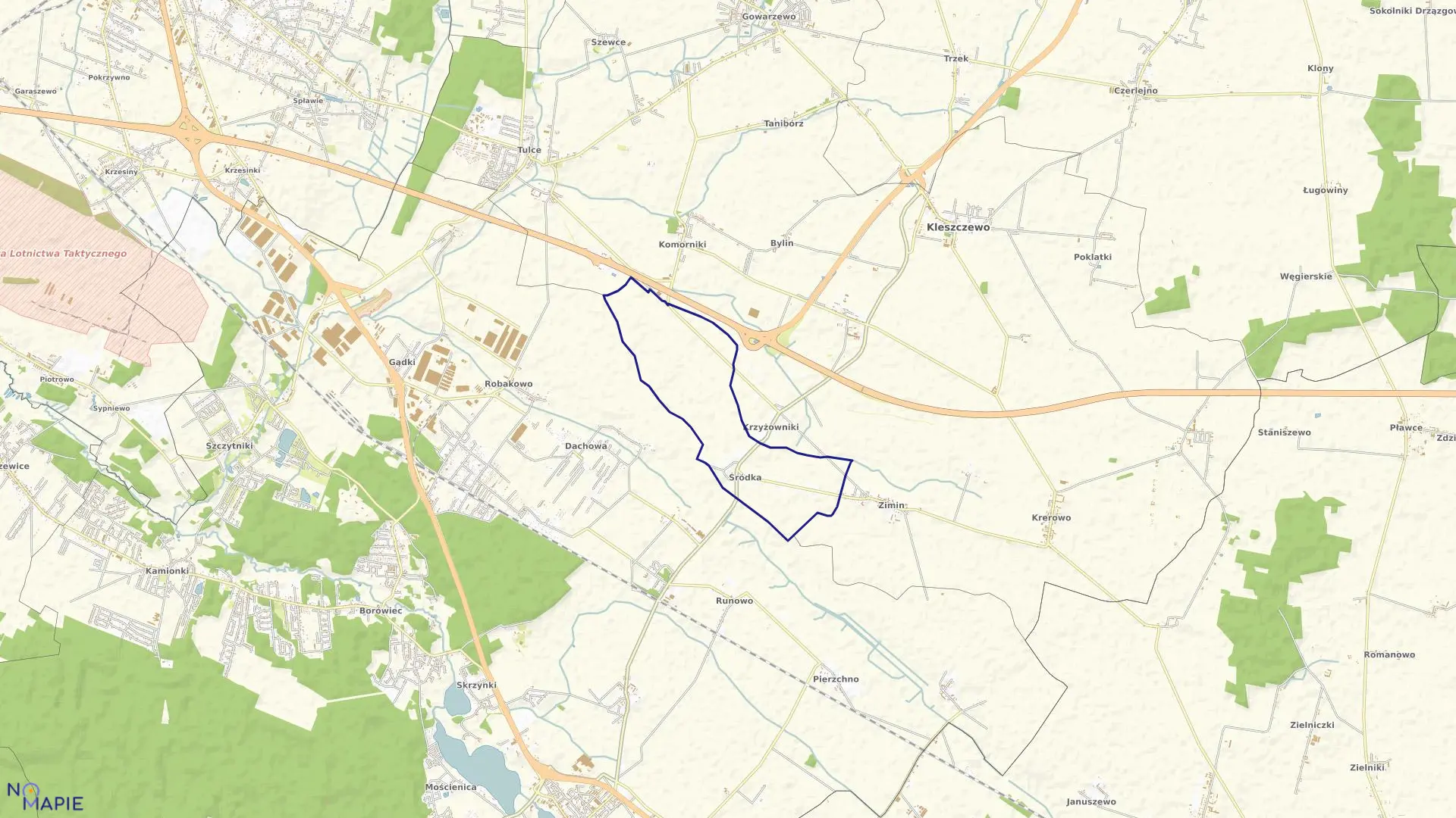 Mapa obrębu ŚRÓDKA w gminie Kleszczewo