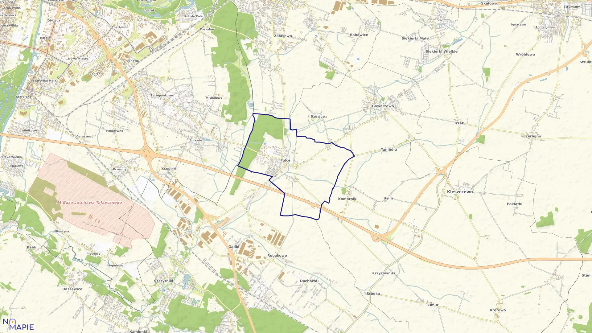 Mapa obrębu TULCE w gminie Kleszczewo