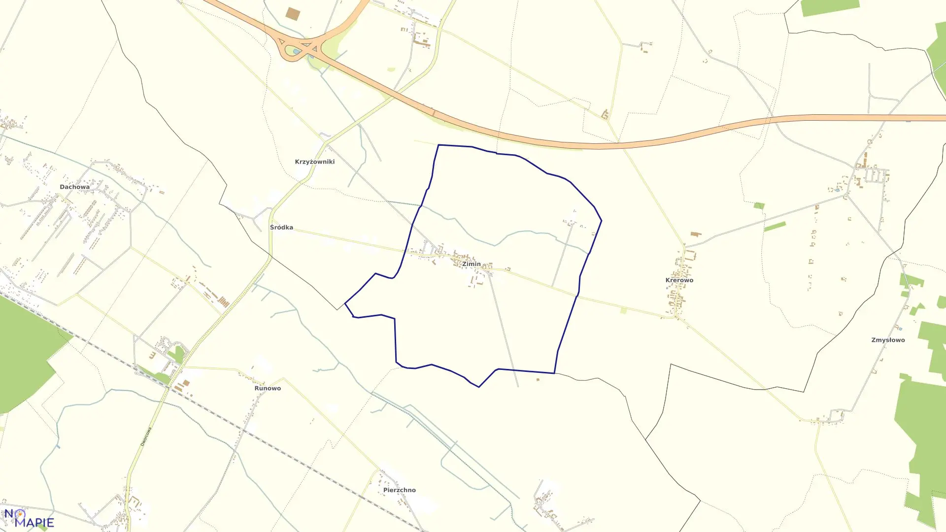 Mapa obrębu ZIMIN w gminie Kleszczewo